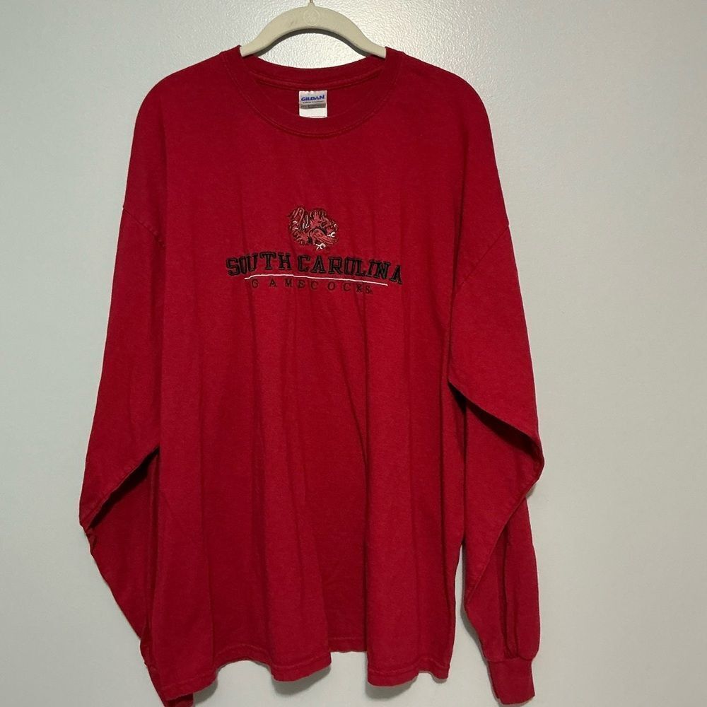 Gildan Red Ultra Cotton Long Sleeve South Carolina gamecocks Shirt size 2XL